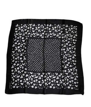 Bufanda chal cuadrada de seda con estampado floral negro de Dolce &amp; Gabbana
