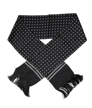 Bufanda fina de seda con flecos y lunares blancos y negros de Dolce &amp; Gabbana