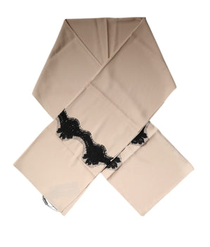 Pañuelo de seda con ribete de encaje floral beige de Dolce &amp; Gabbana