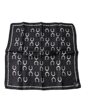 Pañuelo cuadrado de seda con diseño de herraduras negras de Dolce &amp; Gabbana
