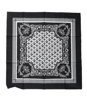 Pañuelo de algodón con monograma y logotipo negro de Dolce &amp; Gabbana
