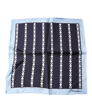 Dolce & Gabbana Blue Heart Spade Silk Handkerchief Scarf