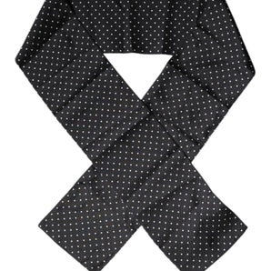 Dolce & Gabbana Black Polka Dots Silk Skinny Neck Wrap Scarf