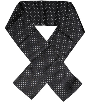 Dolce & Gabbana Black Polka Dots Silk Skinny Neck Wrap Scarf