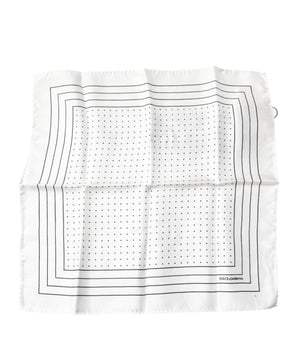 Dolce &amp; Gabbana White Polka Dots Square Handkerchief Scarf
