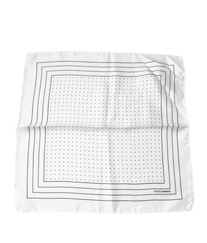 Dolce &amp; Gabbana White Polka Dots Square Handkerchief Scarf