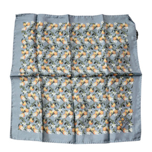 Dolce &amp; Gabbana Gray Oranges Silk Square Handkerchief Scarf
