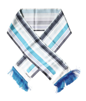 Bufanda cruzada de seda con flecos y rayas azules y blancas de Dolce &amp; Gabbana