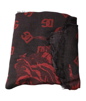 Bufanda chal cruzada de modal con estampado floral en rojo y negro de Dolce &amp; Gabbana