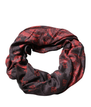 Bufanda chal cruzada de modal con estampado floral en rojo y negro de Dolce &amp; Gabbana