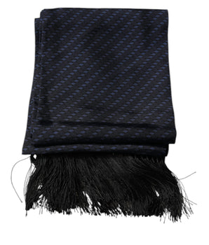 Dolce & Gabbana Dark Blue Fantasy Fringes Neck Wrap Scarf