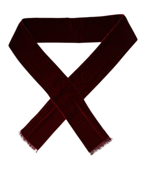 Dolce & Gabbana Maroon Silk Fringes Skinny Neck Wrap Scarf