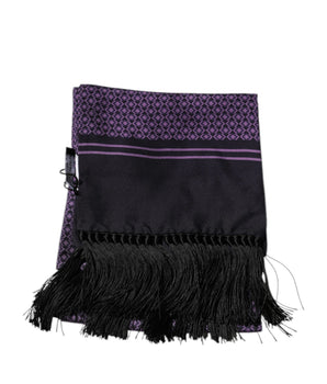 Dolce & Gabbana Purple Fantasy Silk Fringes Neck Wrap Scarf