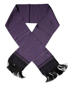 Dolce & Gabbana Purple Fantasy Silk Fringes Neck Wrap Scarf
