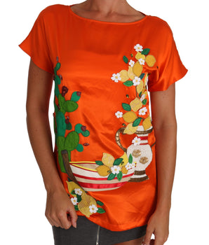 Dolce & Gabbana Sicilian Summer Silk Crystal-Embellished Top Dolce & Gabbana 