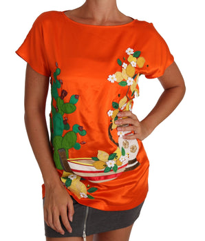 Dolce & Gabbana Sicilian Summer Silk Crystal-Embellished Top Dolce & Gabbana 