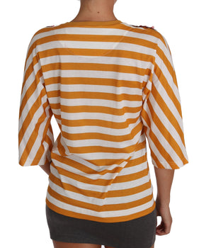 Dolce & Gabbana FIRENZE Sequined Blouse in Orange and White Dolce & Gabbana 