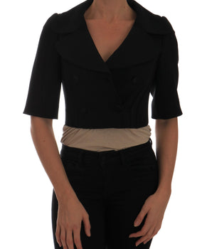 Dolce & Gabbana Chic Black Cropped Double Breasted Blazer Dolce & Gabbana 