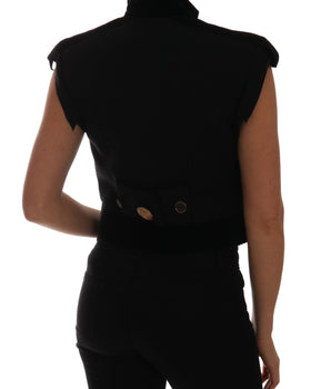 Dolce &amp; Gabbana Embellished Black Military Style Vest