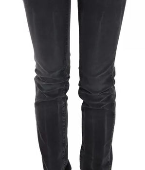 Vaqueros ajustados de cintura baja con cremallera lateral y lavados en gris de John Galliano