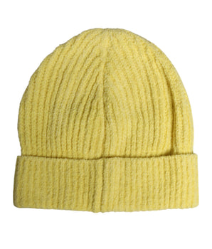 Dolce & Gabbana Yellow Cotton Knitted Winter Beanie Hat