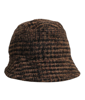 Dolce &amp; Gabbana Brown Houndstooth Wool Woven Bucket Hat