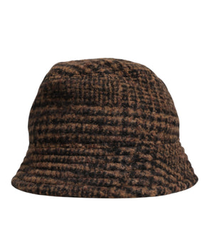 Dolce &amp; Gabbana Brown Houndstooth Wool Woven Bucket Hat