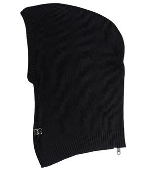 Dolce & Gabbana Black Wool Whole Head Wrap Balaclava Hat