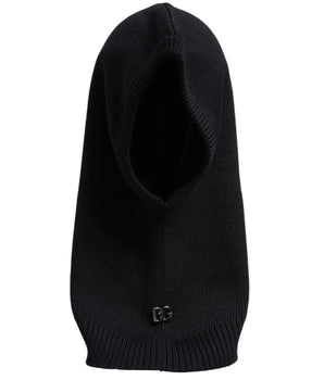 Dolce & Gabbana Black Wool Whole Head Wrap Balaclava Hat