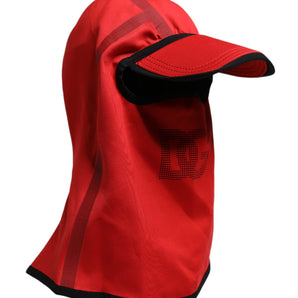 Dolce & Gabbana Red Logo Polyester Wide Brim Balaclava Hat
