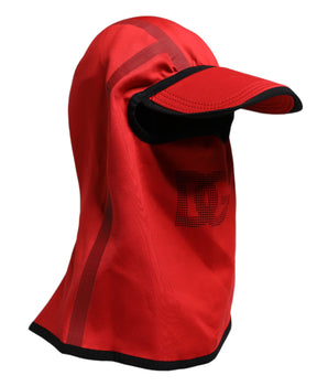 Dolce & Gabbana Red Logo Polyester Wide Brim Balaclava Hat