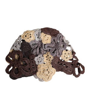 Gorro de crochet de seda con estampado floral multicolor de Dolce &amp; Gabbana