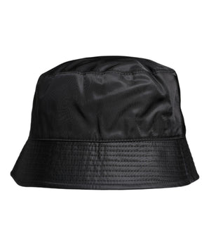 Dolce &amp; Gabbana Black Cotton Wide Brim Bucket Hat