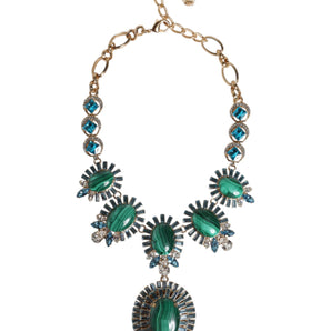 Dolce & Gabbana Gold Brass Pietre Oval Crystal Embellished Necklace