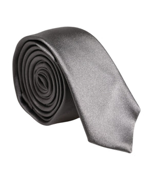 Dolce & Gabbana Metallic Silver Silk Adjustable Necktie Tie