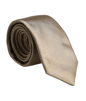 Dolce & Gabbana Beige Solid Silk Adjustable Necktie Tie