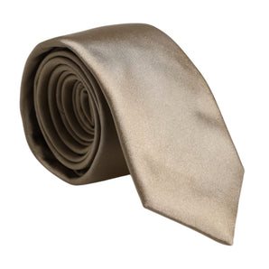 Dolce & Gabbana Beige Solid Silk Adjustable Necktie Tie