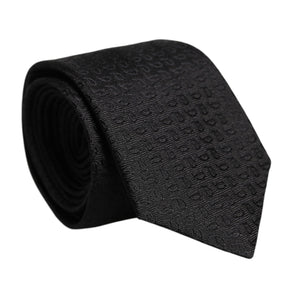 Dolce &amp; Gabbana Black Patterned Silk Adjustable Necktie Tie