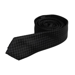 Dolce &amp; Gabbana Black Circles Silk Adjustable Necktie Tie