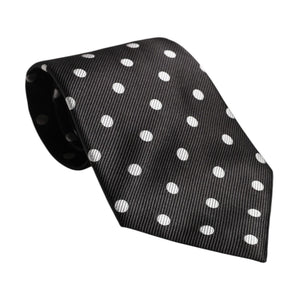 Dolce &amp; Gabbana Black Polka Dots Silk Adjustable Necktie Tie