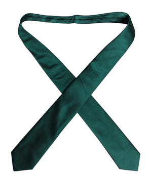 Dolce & Gabbana Green Solid Cotton Adjustable Necktie Tie
