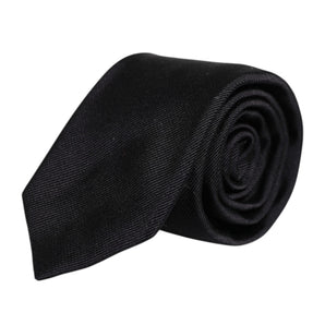 Dolce &amp; Gabbana Black Solid Silk Adjustable Necktie Tie