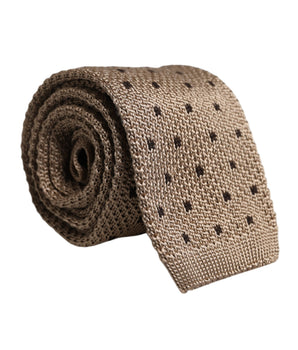 Corbata ajustable de seda con lunares beige de Dolce &amp; Gabbana