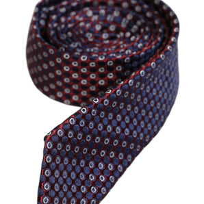 Dolce &amp; Gabbana Red Blue Circles Silk Adjustable Necktie Tie