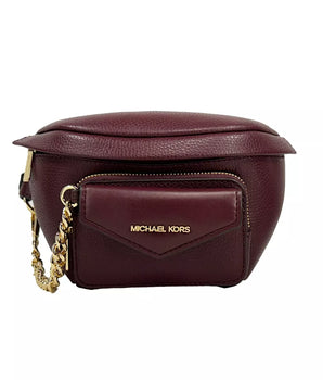 Michael Kors Leather Maise 2 in 1 Fanny Waist Pack Bag Maroon