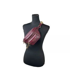 Michael Kors Leather Maise 2 in 1 Fanny Waist Pack Bag Maroon