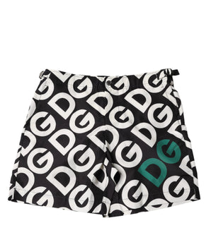 Dolce &amp; Gabbana Black White Logo Beachwear Shorts Swimwear