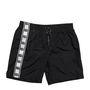 Dolce & Gabbana Black Logo Polyester Beachwear Shorts Swimwear