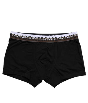 Dolce &amp; Gabbana Black Cotton Stretch Regular Boxer Underwear