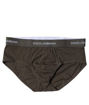 Dolce &amp; Gabbana Gray Cotton Men Mid Slip Brief Underwear